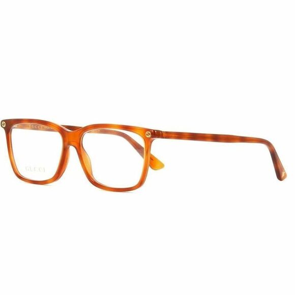 Gucci Havana Frame &amp; Demo Lens Women's Rectangular Eyeglasses